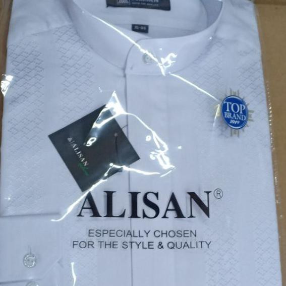 Baju koko pria Alisan lengan panjang - Putih, S