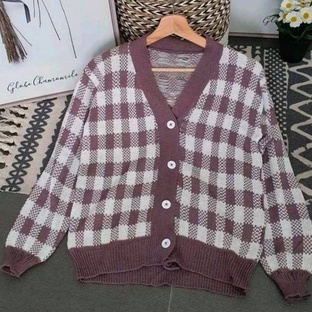 Cardigan Katty Rajut / Cardigan Kotak Kotak Rajut / Outerwear Cardigan Rajut Korean Style / Bahan Rajut Premium Remaja Wanita / Kardigan Sweater Remaja