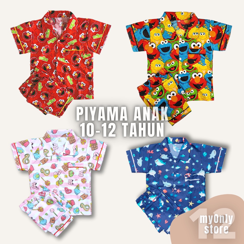 Piyama Anak Laki laki Perempuan 10 Tahun Baju tidur anak usia 12 tahun Bebas Pilih Motif size 12