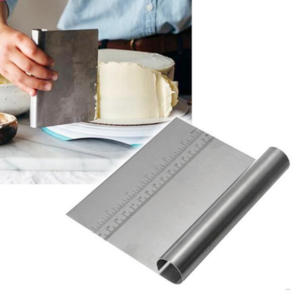 [READY STOCK] Stainless Steel Dough Scraper with Scale Pastry Scraping Baking Tool Kitchen Utensil