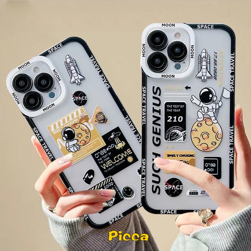 Soft Case Transparan Desain Astronot Nasa NFC Untuk Xiaomi Redmi Note 9 8 10s 9s 11s 9 10 11 Pro Max Plus Redmi 10A 9 10 9C 9T 10C 9T 9C 9C M4 M3 X3 Pro