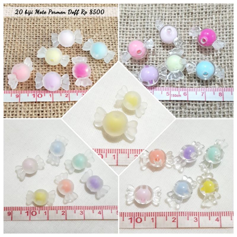 20 ~ 40 pc Mote Isi / Manik Permen Doff Clear 10mm ~ 12mm Bahan Strap Masker