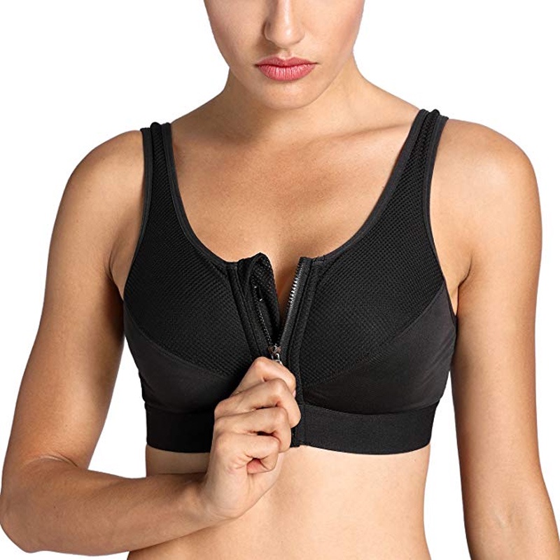 Sport Bra BH Senam Yoga BH GYM Fitness Olahraga Bra Zipper Resleting Depan Pakaian Dalam Wanita
