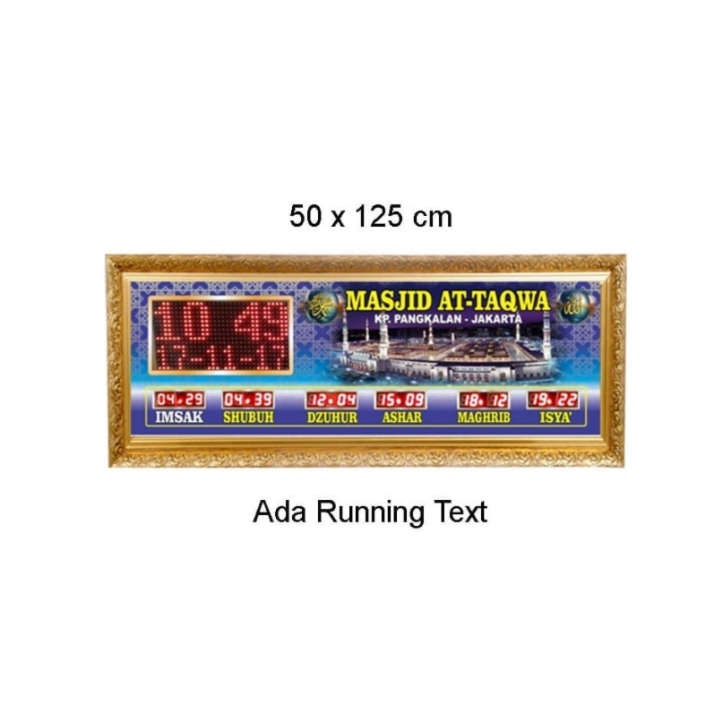 Jam Digital Masjid Waktu Adzan (+)Running Teks Custom Nama 50 x 125 cm