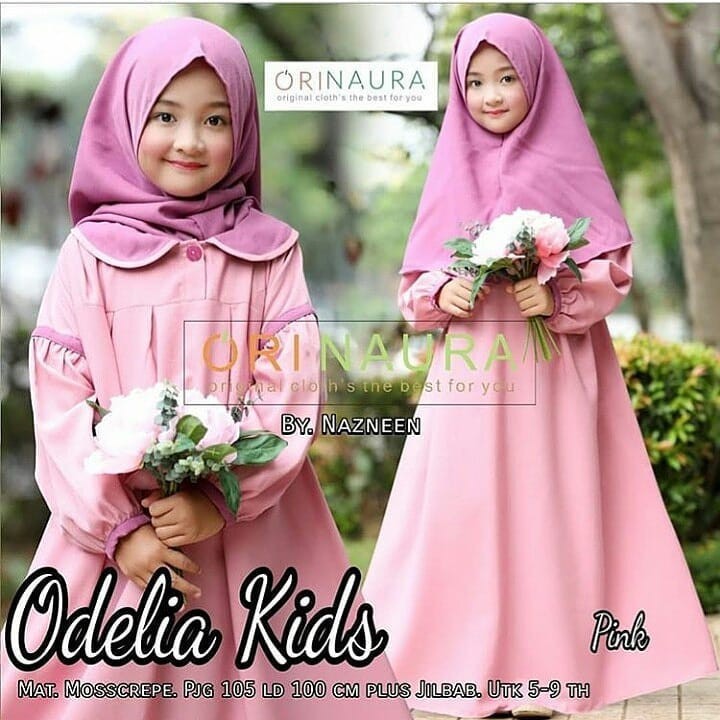 ODELIA SYARI KIDS Gamis Anak 7-8 TAHUN Panjang Trendy Modern Kids Baju Panjang Stelan Syar’i Polos