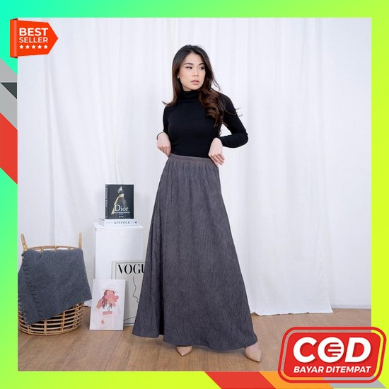 Bawahan Rok Midi Wanita Aidha Skirt Panjang Nyaman Modis Casual Kasual Nomitee'S Bella Skirt Rok P