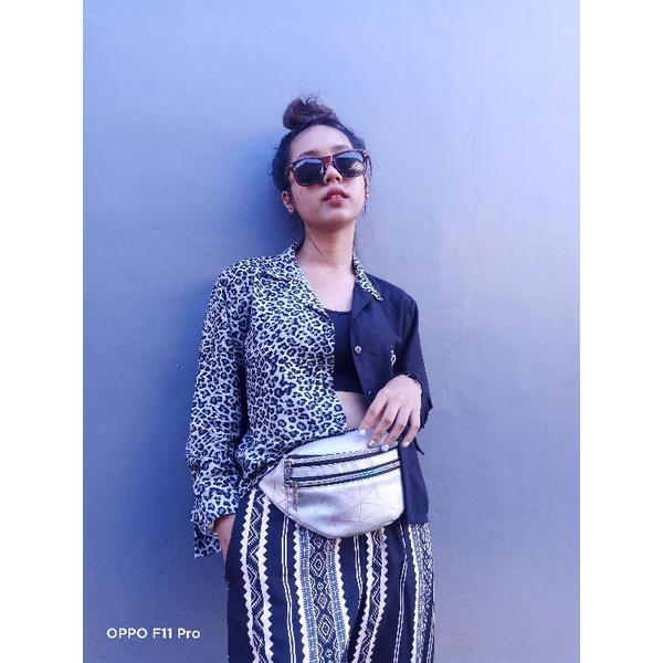 two tone kemeja-Abu panjang