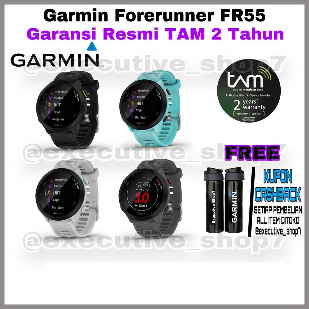 Garmin Forerunner FR55 - Garansi Resmi TAM 2 Tahun