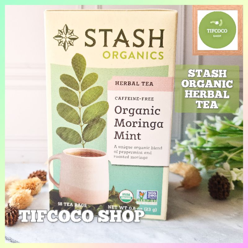 

STASH HERBAL TEA ORGANIC MORINGA MINT CAFFEIN FREE 18 TEA BAGS
