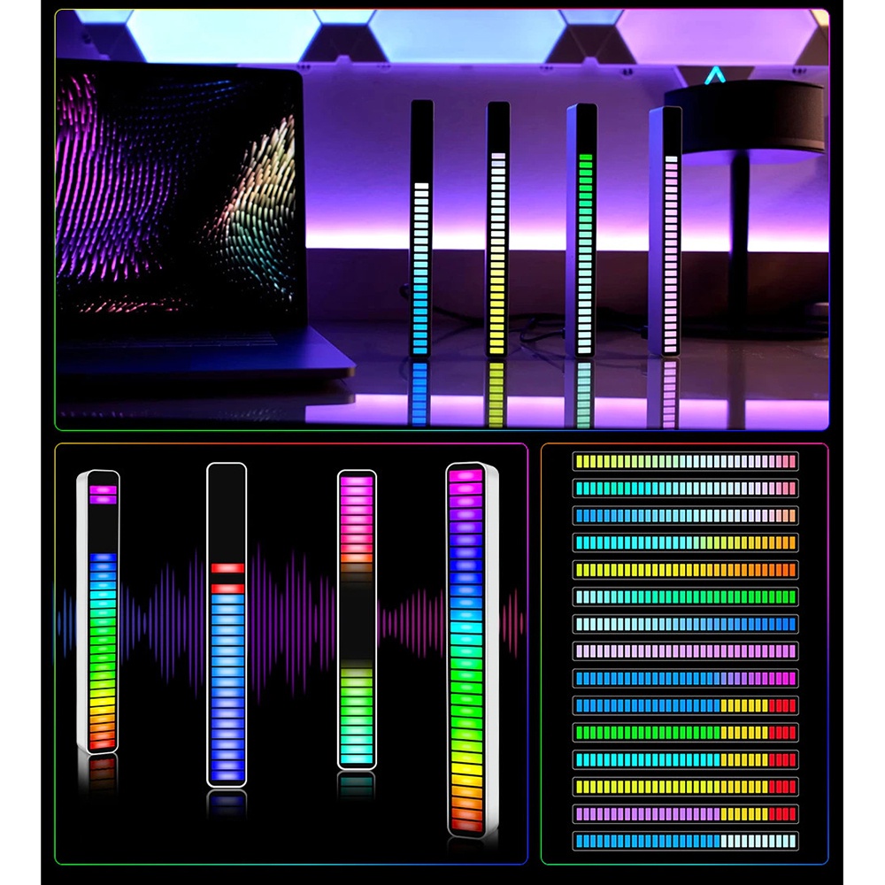 Strip Warna LED D09-RGB Dengan Lampu Indikator Audio Spektrum Kontrol Suara Musik Pickup