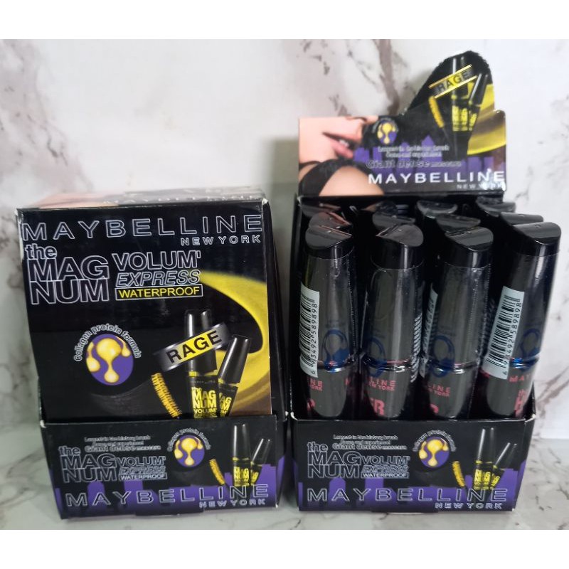 PERLUSIN 12PC!! PROMO BIG MASCARA MAYBELLINE THE MAGNUM VOLUM EXPRESS WATERPROOF PERBOX NO.H7005 /H7007