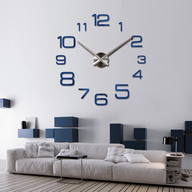 (MAINANKYU) Jam Dinding Besar DIY Giant Wall Clock Quartz Creative Design 90cm Model Numeral- SILVER