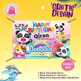 BANNER / SPANDUK  ULANG TAHUN ANAK KARAKTER PANDA