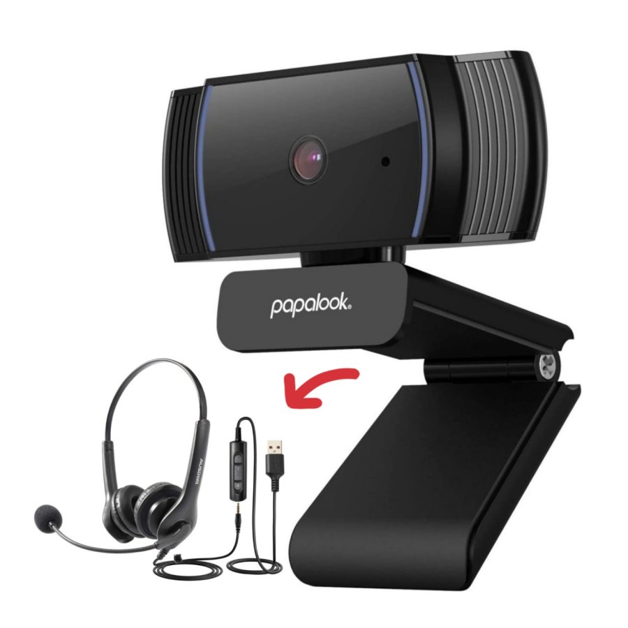 PAPALOOK WEBCAM 1080P 30FPS + AUSDOM HEADSET USB BUNDLE - AF925 + BS01