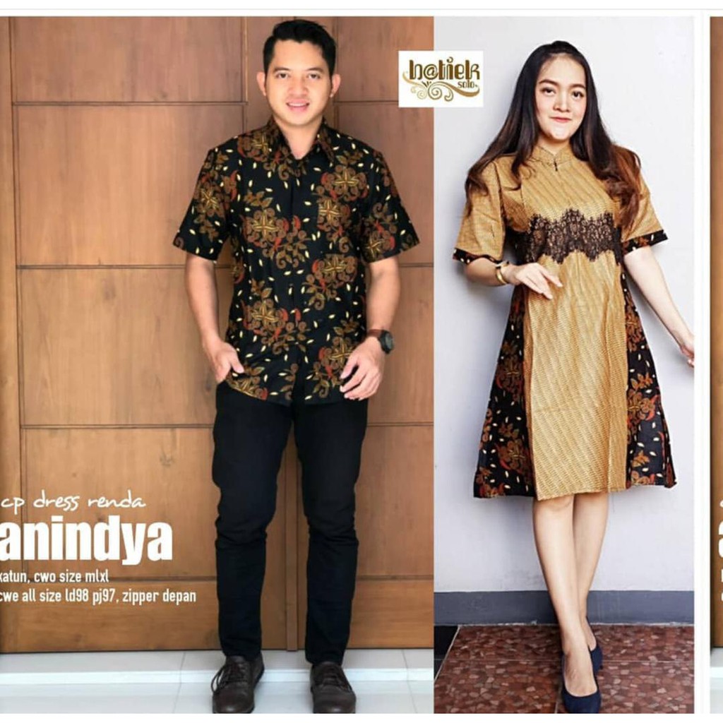 Couple Lolita Brokat Batik Midi Dress Renda Anindya Midi Brokat Bruklat Sarimbit Cantik Pesta Gaul