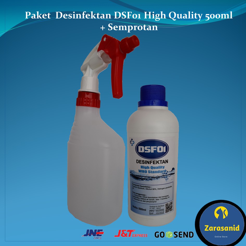 Paket Desinfektan dan Semprotan DSF01 Standar WHO Ready Stock 500ml Bisa Kirim Gojek Harga normal