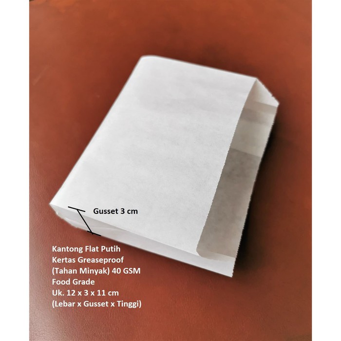 

Kantong Flat Kantong Kertas Putih 12x3x11 / 11x4x11 (S) Anti Minyak Greaseproof