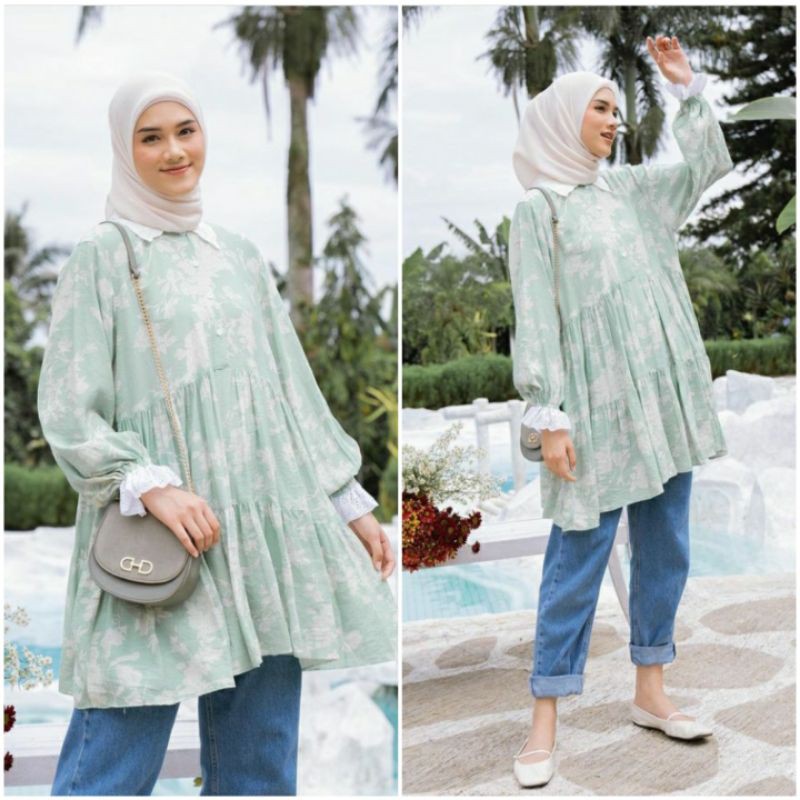 TUNIK HAIDEEORLIN AUDRE VINTAGE PISTACHIO