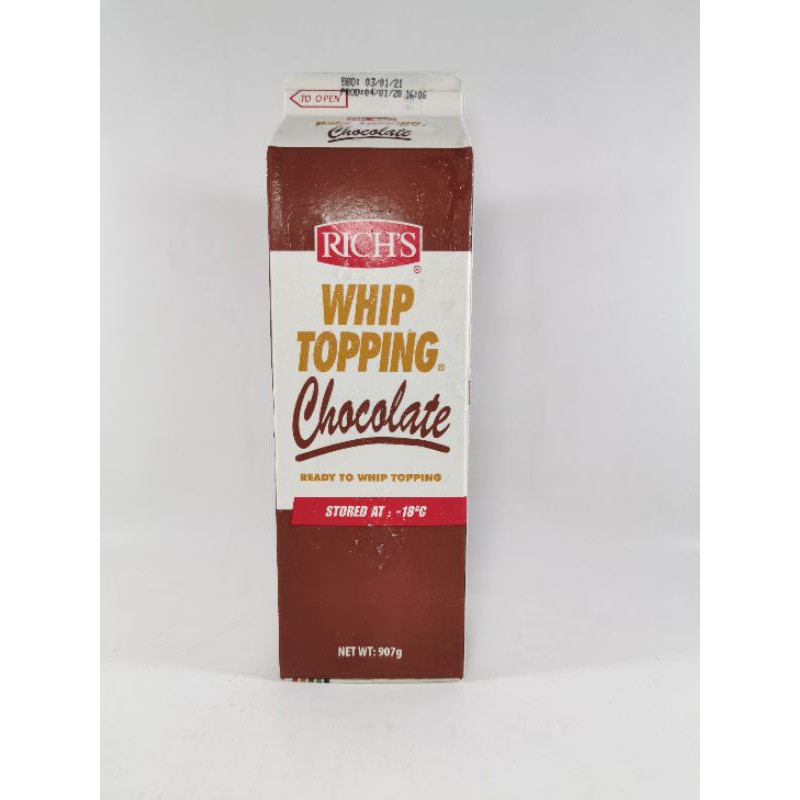 

RICHS Whip Topping chocolate 907 ml (gojek / grab)