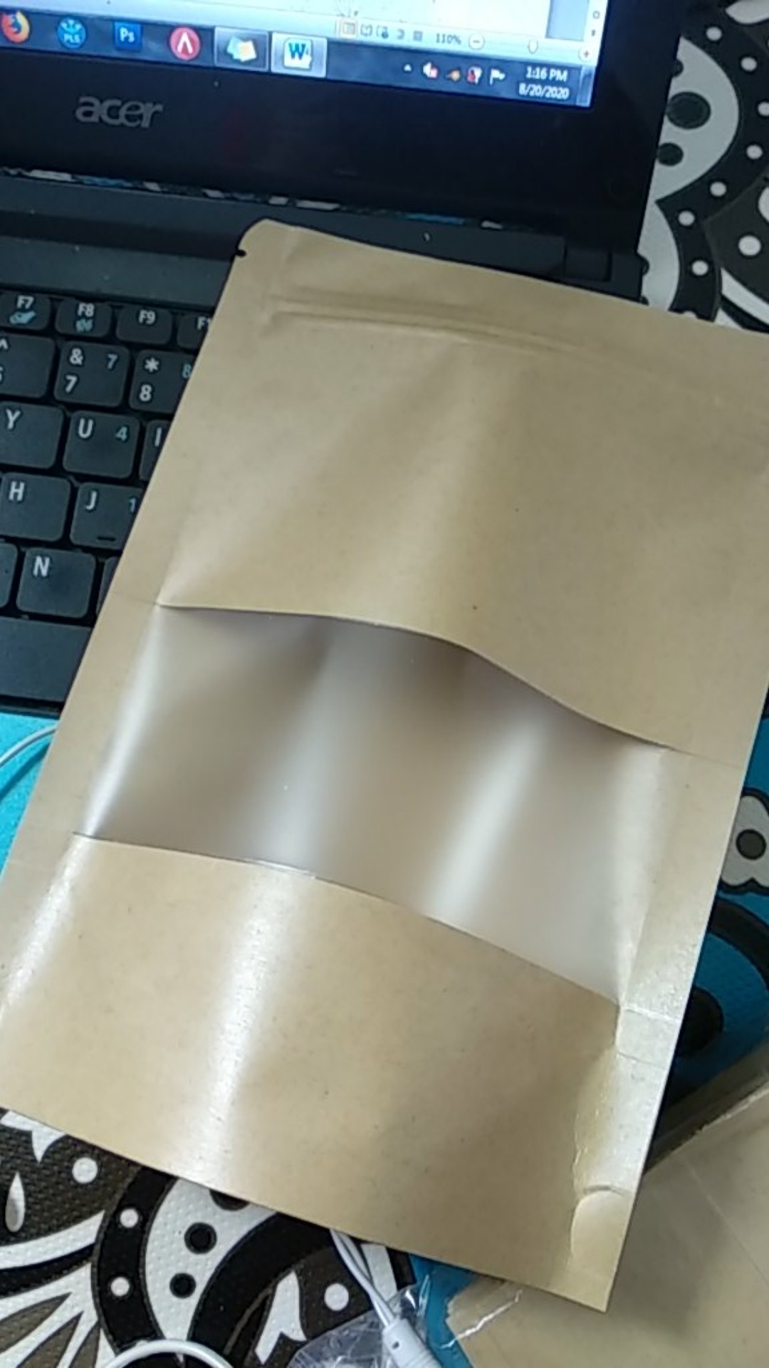 Standing Pouch Kraft Window 14x20 Zipper