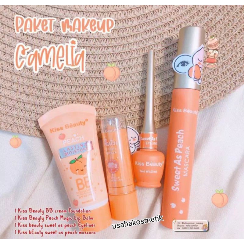 ORIGINAL THAILAND PAKET MAKEUP 4IN1 ROMANTIC PEACH KISS BEAUTY