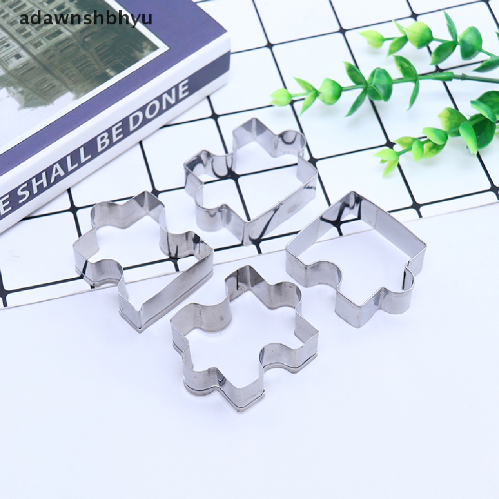 Adawnshbhyu 4pcs /set Kue Kering Bentuk Puzzle Stainless Steel Biskuit Cetakan Dessert Membuat Alat