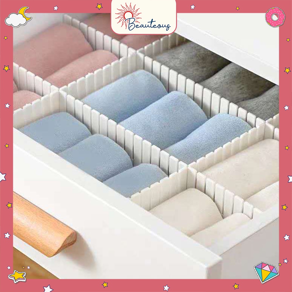 Sekat Laci Pembatas Alat Tulis Kosmetik Partisi Sekat Drawer Desktop Storage Organizer