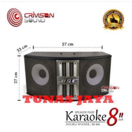 Speaker Karoke Pasif CRIMSON BSE 800 BSE800 BE 800 8 INCH DOUBLE WOOFER