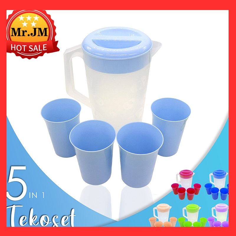 5in1 Teko Set 5 Teko Plastik Teko Cantik Teko In 4 Gelas Teko Air Minum
