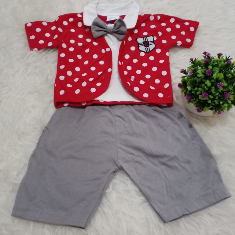  Baju Bayi Cowok  Setelan Anak Laki laki Lucu Tuxedo Polka 