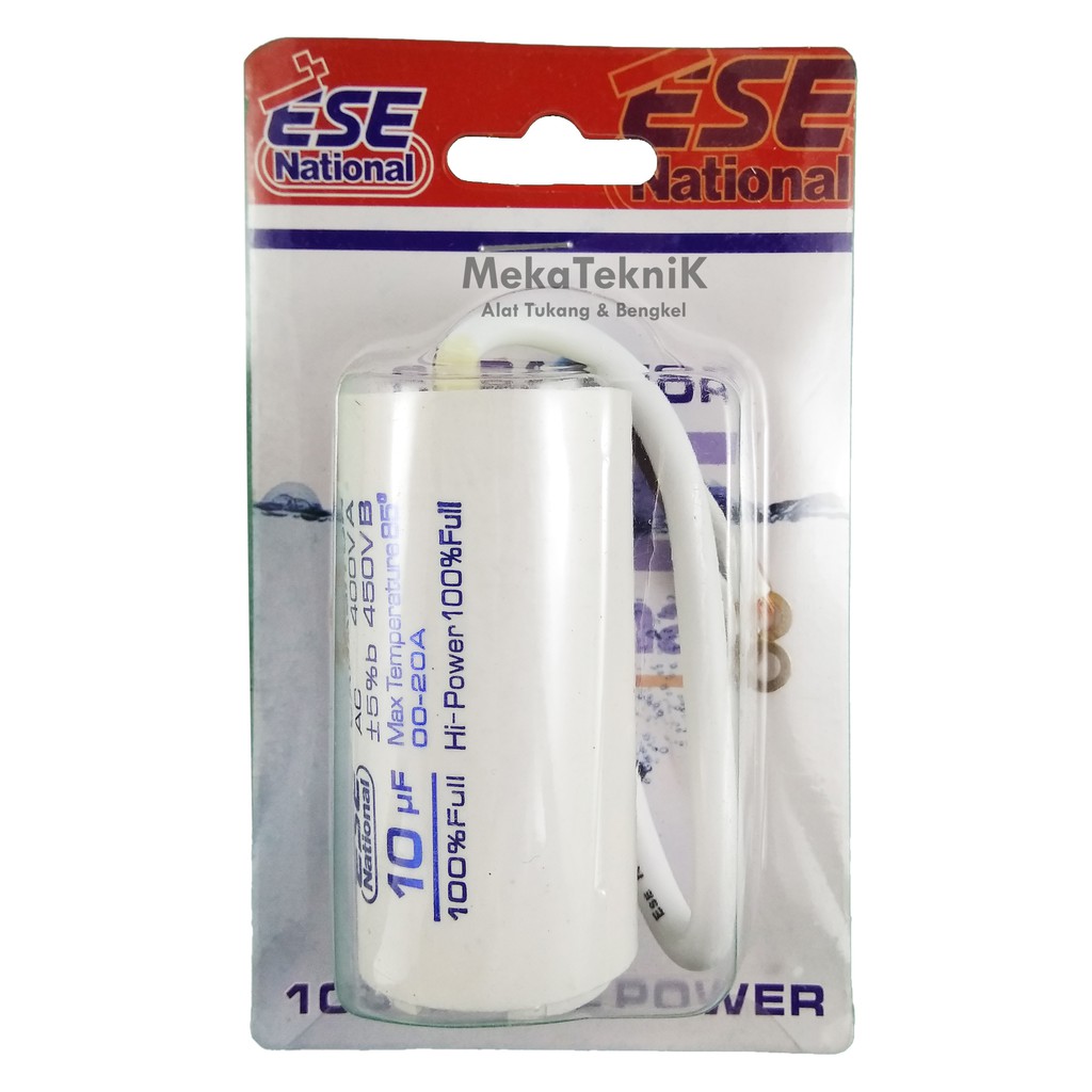 KAPASITOR BULAT ESE NATIONAL 10UF / CAPASITOR BULAT POMPA AIR Shimizu / KONDENSOR 10 UF