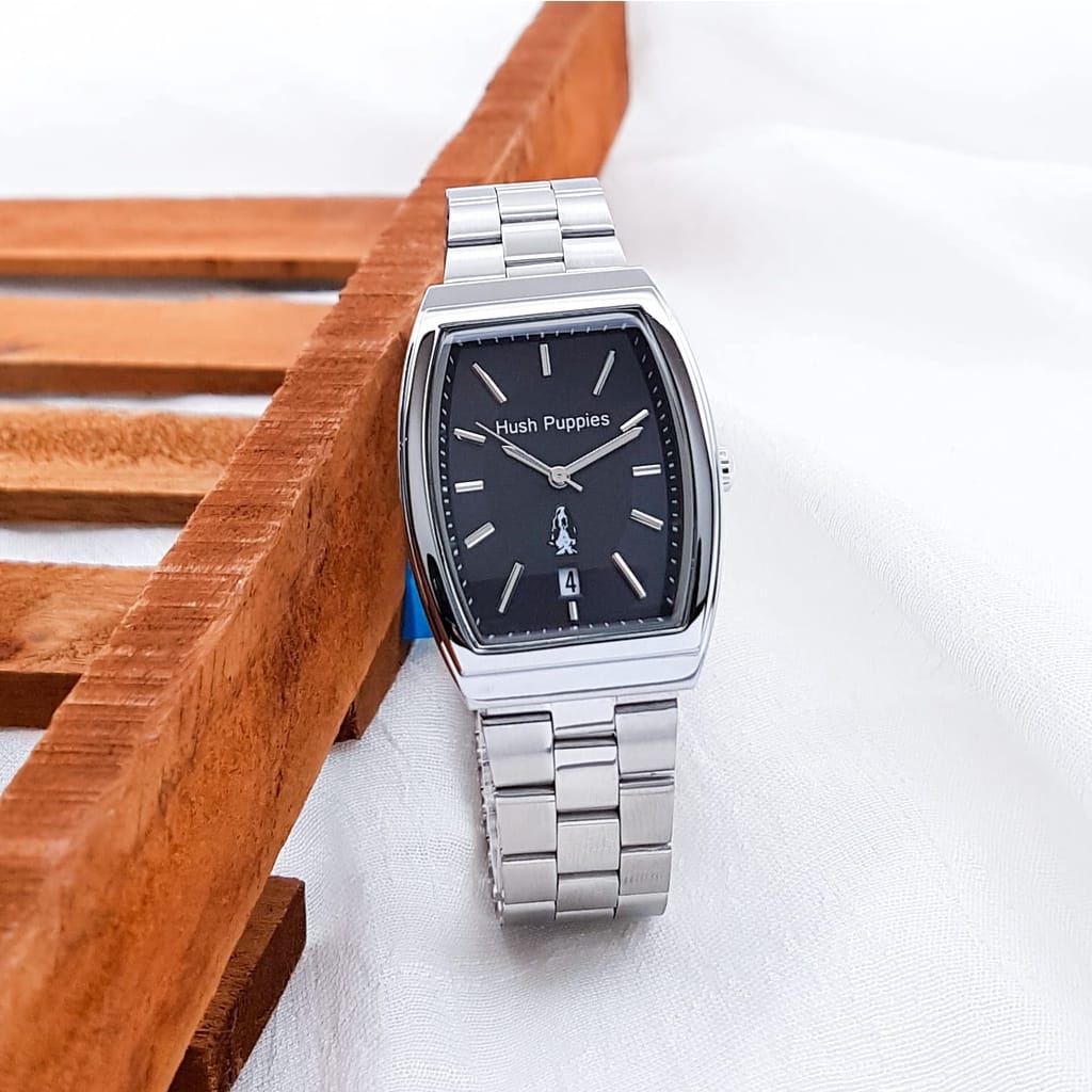 Jam Tangan Wanita Cewek Hush Puppies Rantai Oval Tanggal Aktif HP 2847