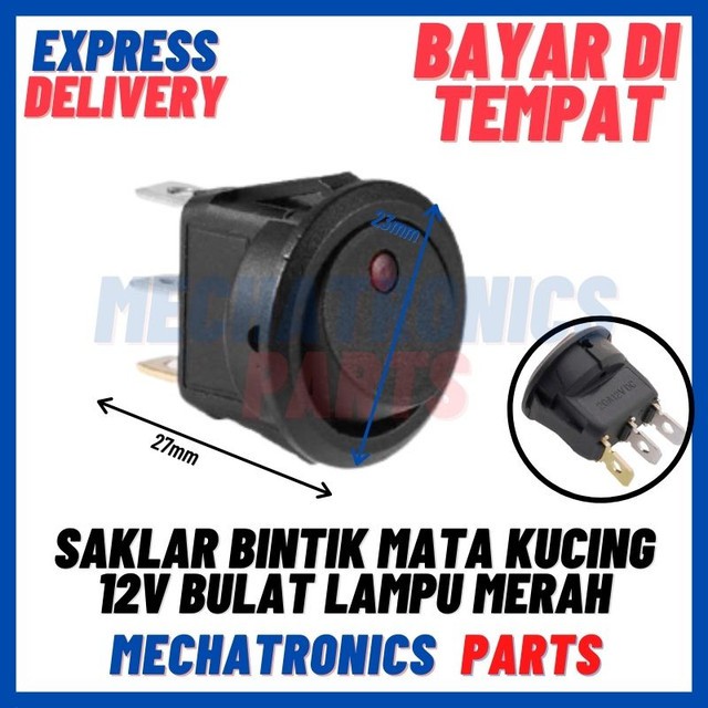 [SWI-9086] SAKLAR BINTIK MATA KUCING ROUND CAT EYE SWITCH 20MM 12V BULAT LAMPU MERAH