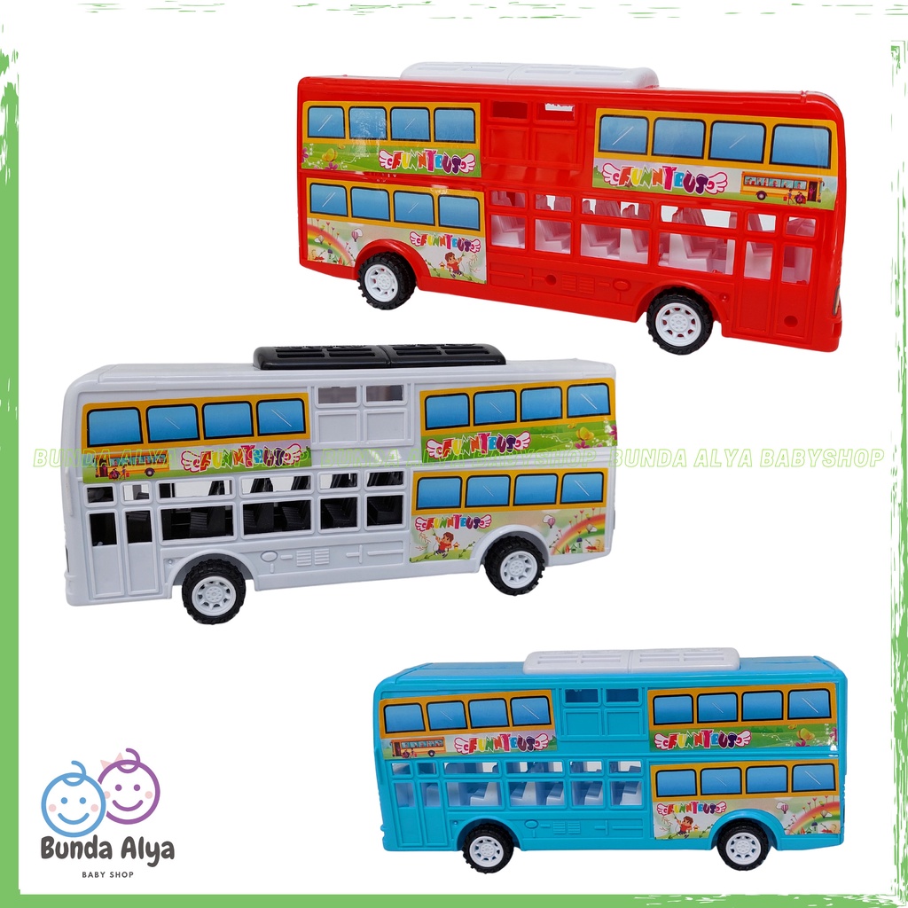 Mainan Anak Mobil Bus Tingkat Mainan Mobil Pull Back Mainan Edukasi Bus Tingkat Lucu Tanpa Baterai Mainan Mobil SNI
