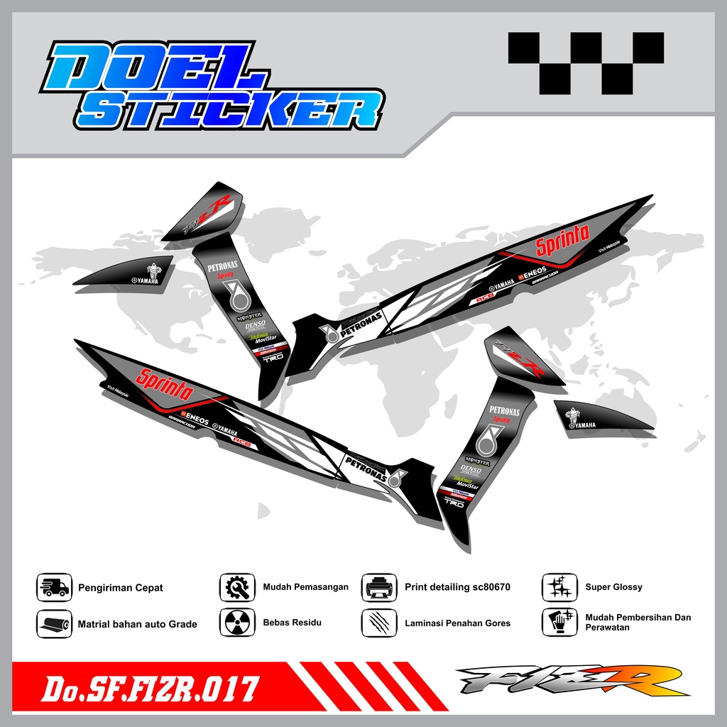 STICKER STRIPING FIZ R - STICKER STRIPING LIST VARIASI HOLOGRAM , CROME FIZ R DOEL 017