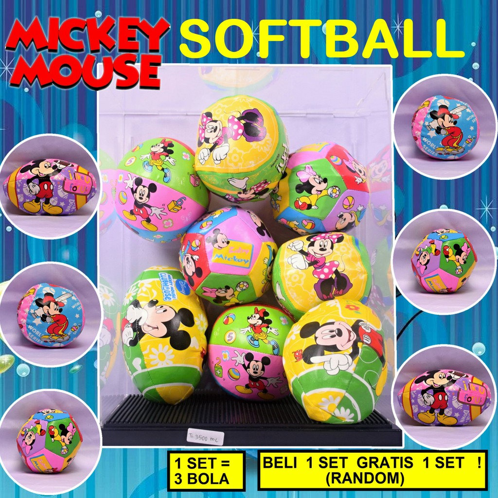 BELI 3 GRATIS 3 ! BOLA SOFTBALL MICKEY MOUSE DISNEY UNTUK BAYI BALITA ANDA