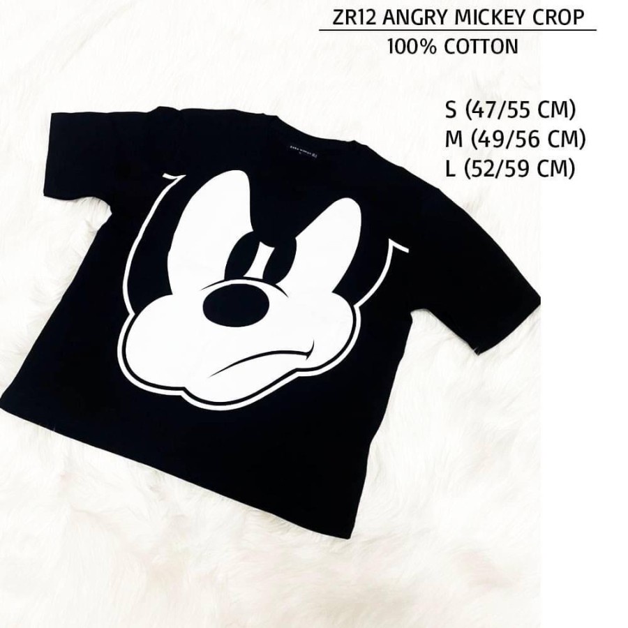 Kaos Crop Top Wanita Murah Zara 12 Angry Mickey