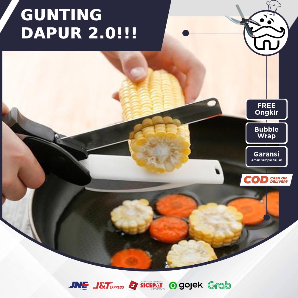 

2 in 1 Pisau Gunting Dapur Serbaguna Clever Cutter, Pemotong Sayur dan Daging