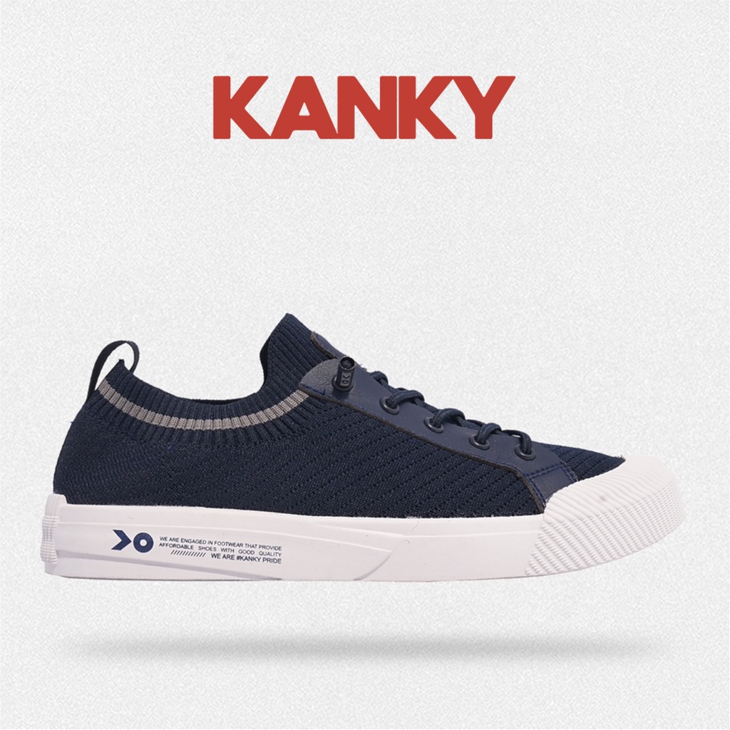Kanky KISHI SHIBUYA - Sepatu Sneakers Casual Sport Sekolah Pria/Wanita Dewasa Kanky Original-Navy/Grey