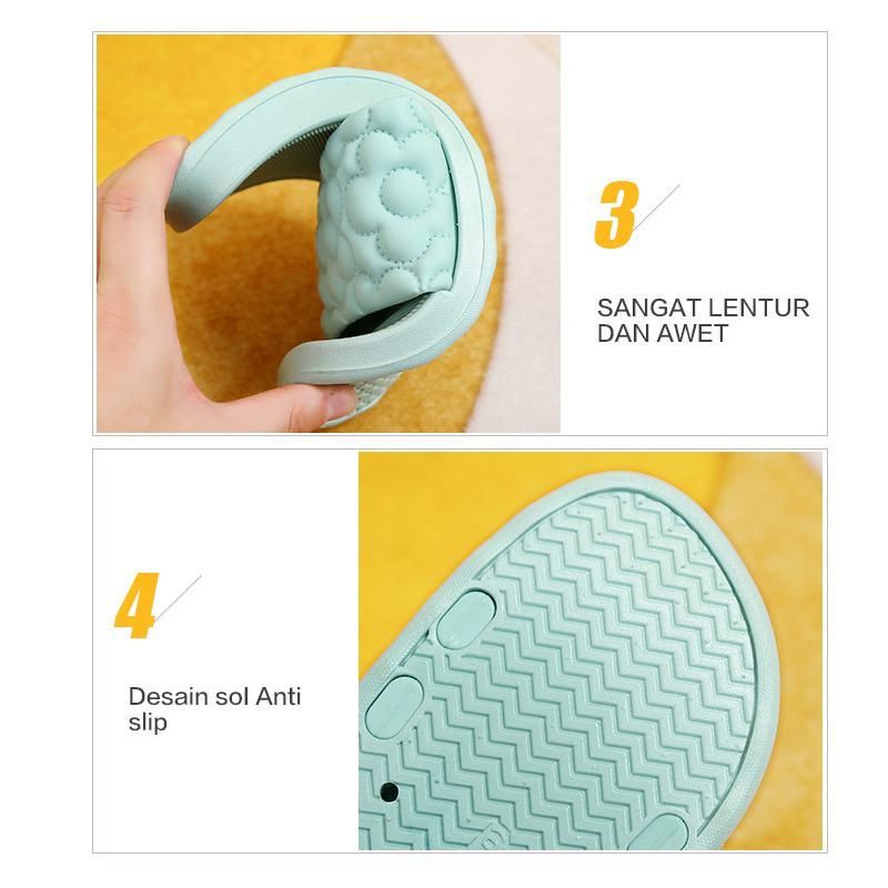 V202-A38 [WONDERLY] Sendal Selop Karet Wanita Wonderly Sandal Slop Cewek Sandal Motif Bunga Sandal Bunga Sandal Fluffy / Sendal Selop Karet Wanita Wonderly /Sandal Slop Cewek / Sendal Selop Wanita / Sandal Slides Wanita / Sendal Teplek Wanita