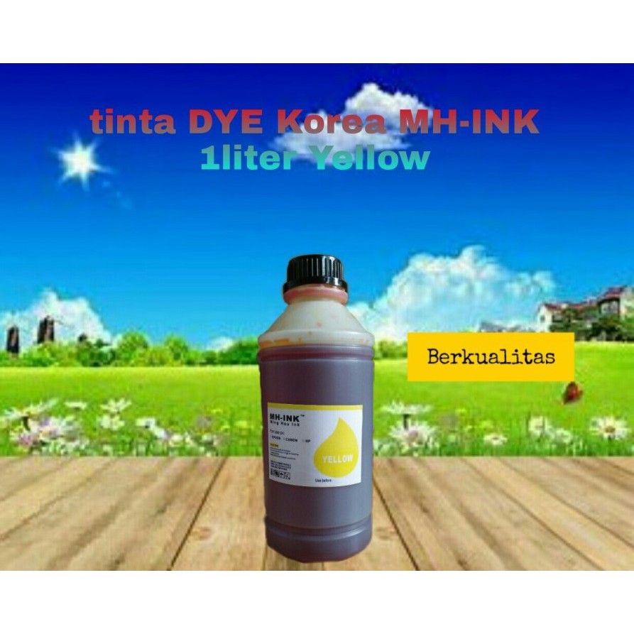 Tinta Cair Refill DYE UNIVERSAL MH-Ink Korea EPSON CANON HP INKJET Yellow 1 Liter High Quality