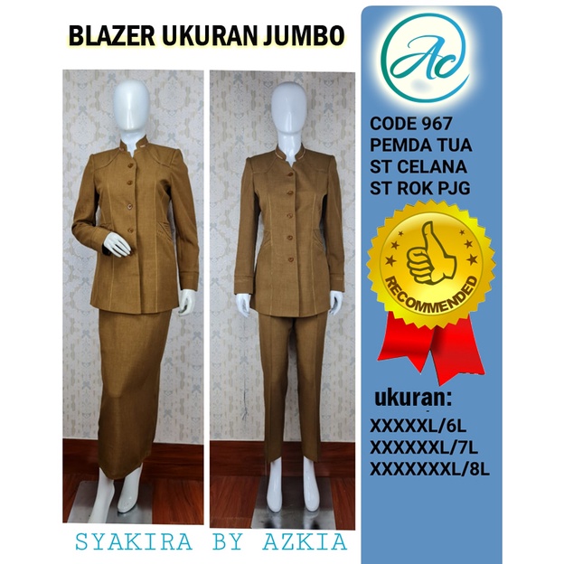 Setelan Blazer pemda tua import ukuran SS sampai  Ukuran 6L-7L-8L Setelan Rok Dan Celana-seragam