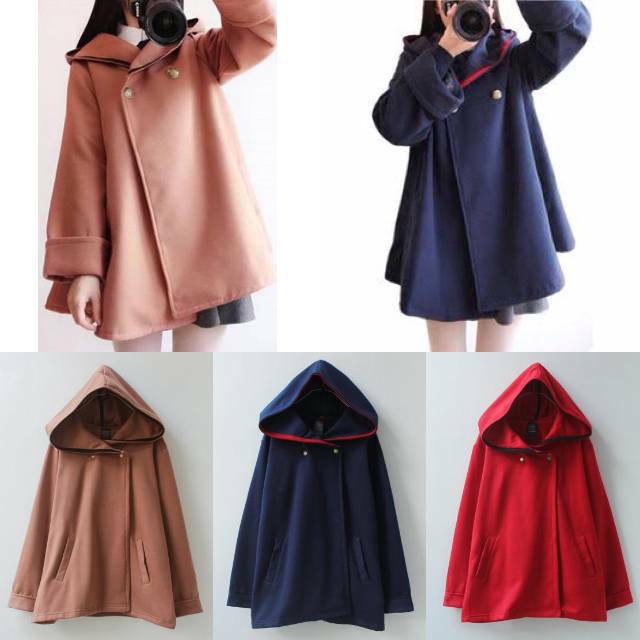 Double Simple Brested Coat Jaket Jepang Kawaii Seifuku Lolita Coat Korea Lucu