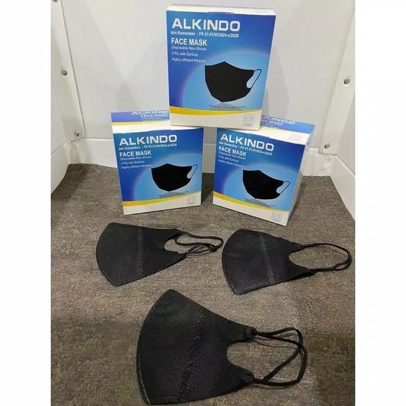 MASKER DUCKBILL ALKINDO WARNA HITAM 1BOX ISI 50PCS