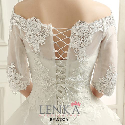 [STOK TERBATAS] AKSESORIS WEDDING BOLERO PESTA BROKAT LACE PUTIH BPW006