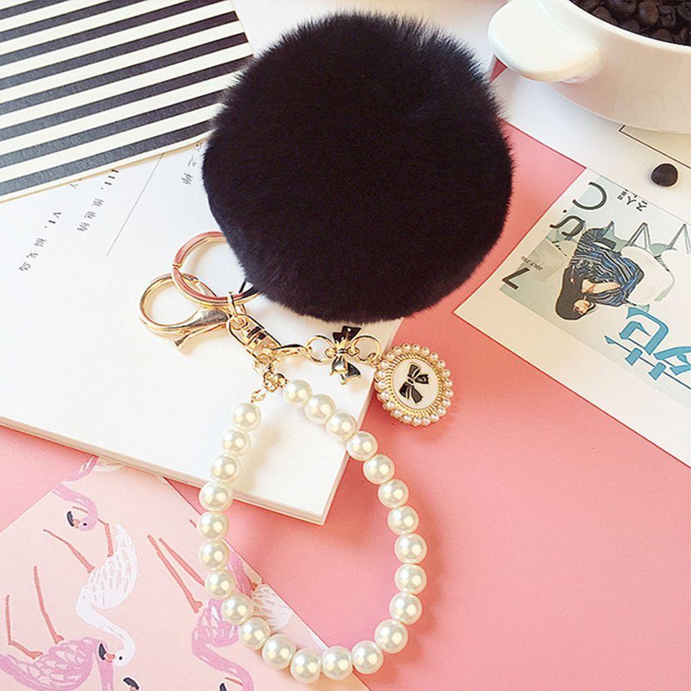 Lanfy Gantungan Kunci Hadiah Fluffy Lovely Ball Key Ring Pendant Mobil Bulu Kelinci Chic Lembut