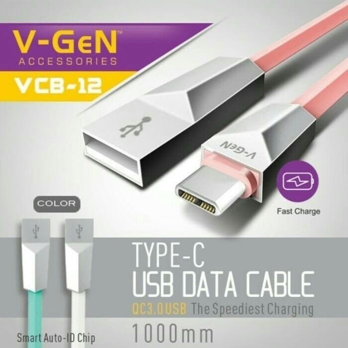 Kabel Data Fast Charging USB Type-C V-GeN VCB-12 Hiqh Quality Quick Charge Vgen