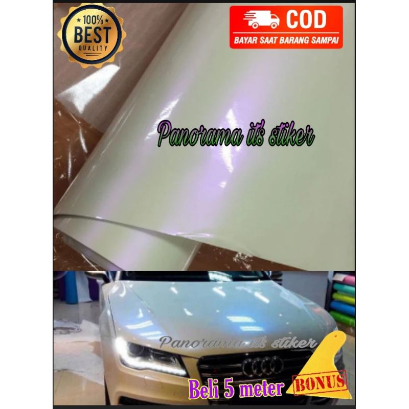 Skotlet stiker putih mutiara /scotlight metalic putih mutiara /sticker motor