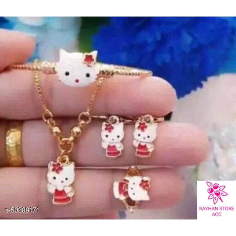 Perhiasan xuping Set anak motif hello Kitty chat putih