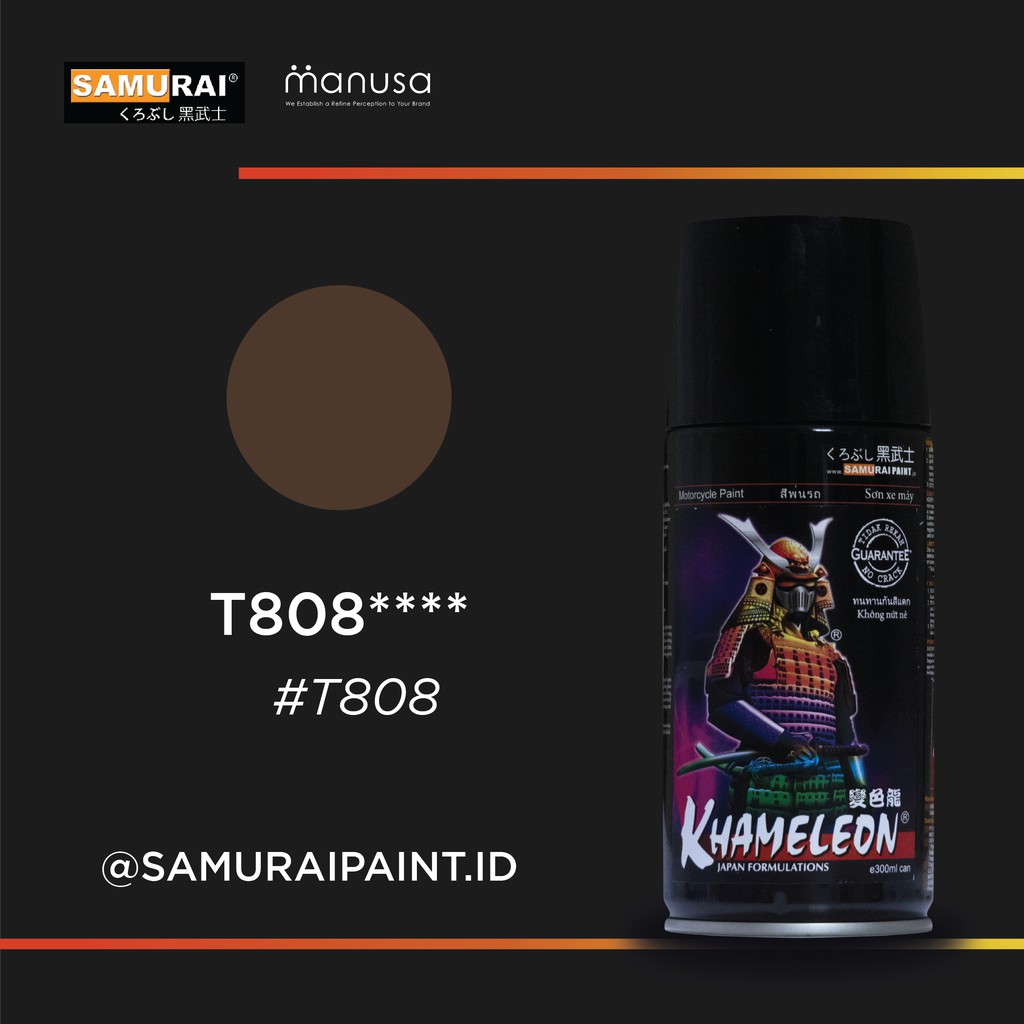 Samurai Paint Khameleon Brown T808 Bunglon Coklat T808 Cat Aerosol Kualitas Kompresor